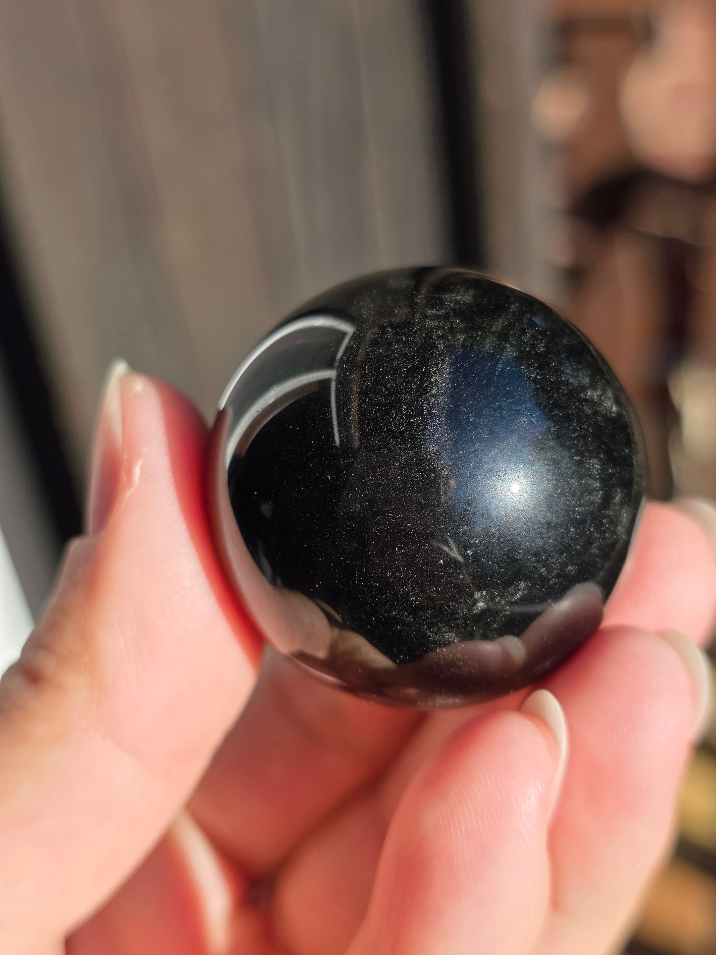 Sphère Obsidienne argentée