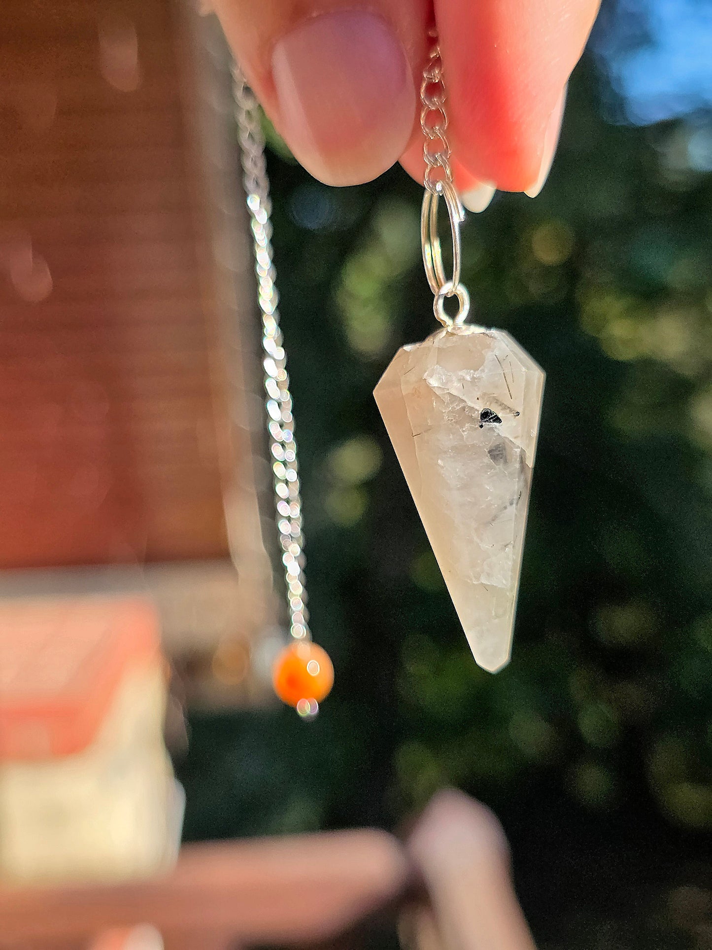Pendule quartz tourmaline