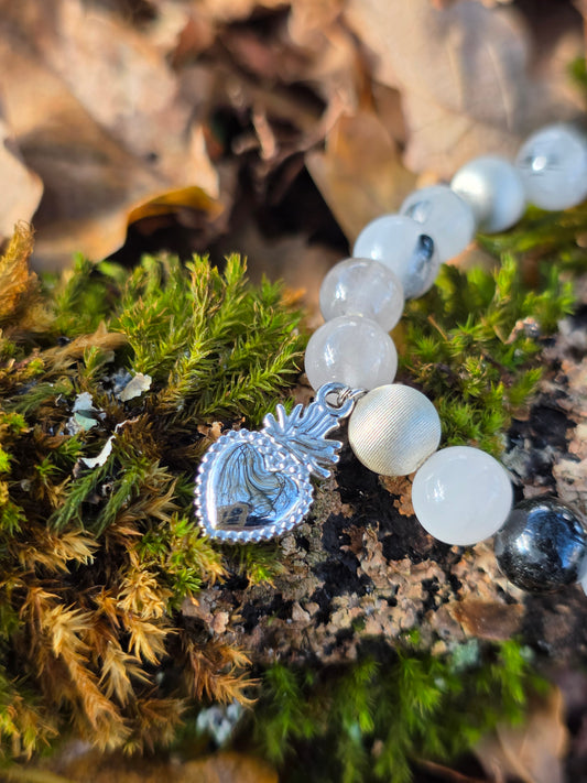Bracelet Quartz Tourmaline et coeur