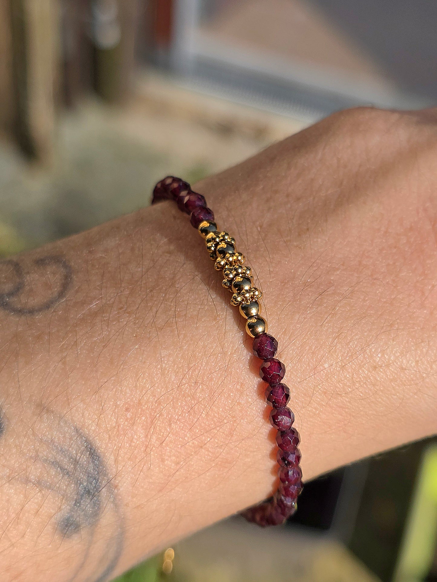 Bracelet Grenat Rhodolite en acier inoxydable