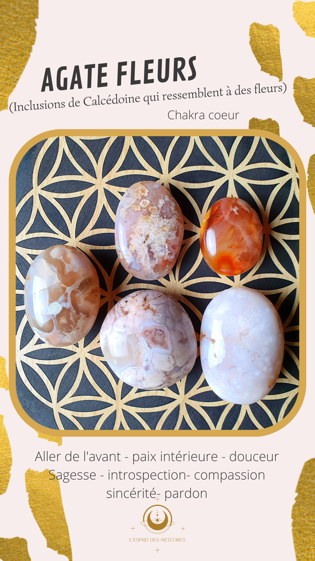 Tranche Agate fleurs n°7