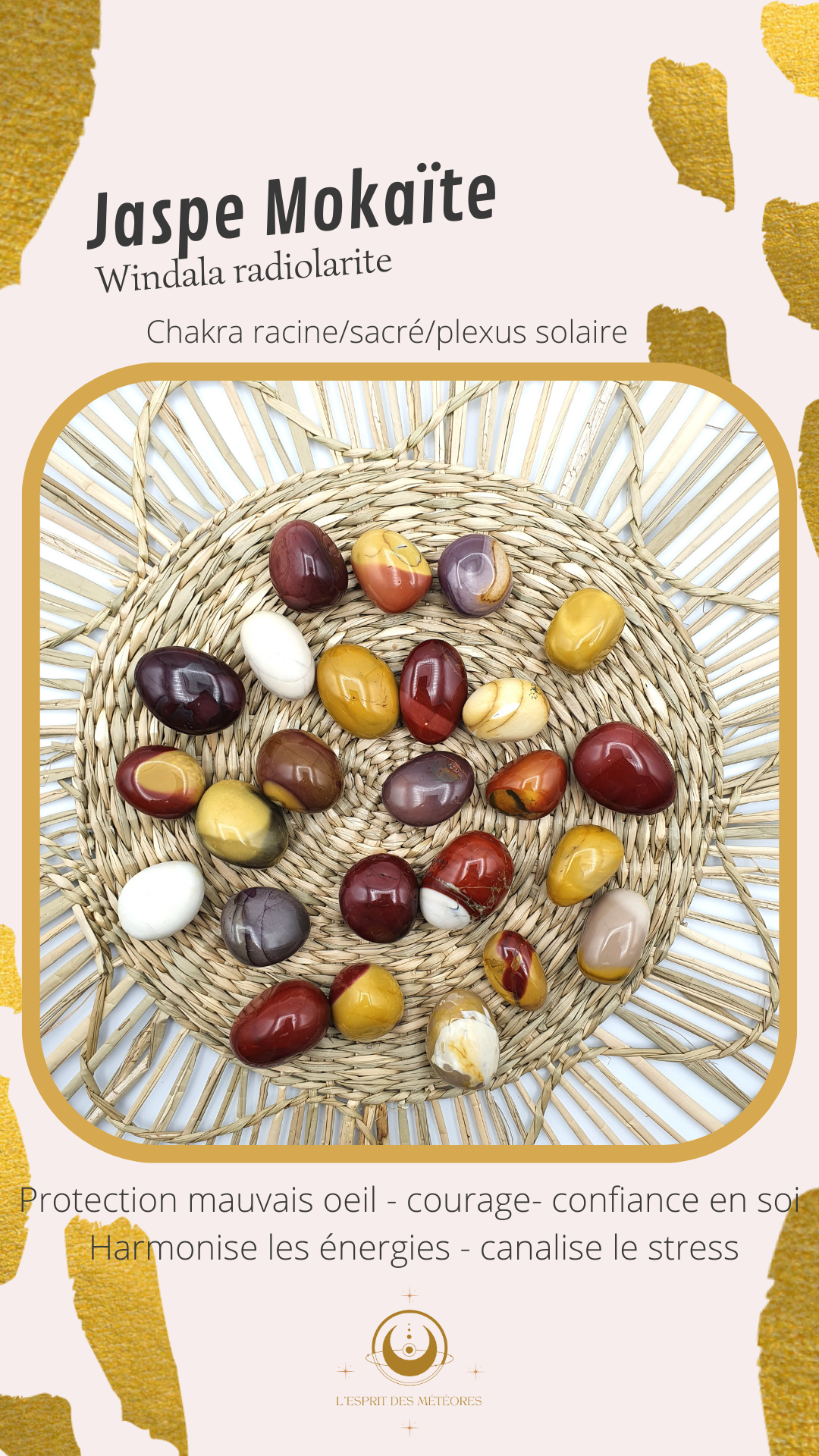 Pendentif pierre roulée jaspe Mokaïte