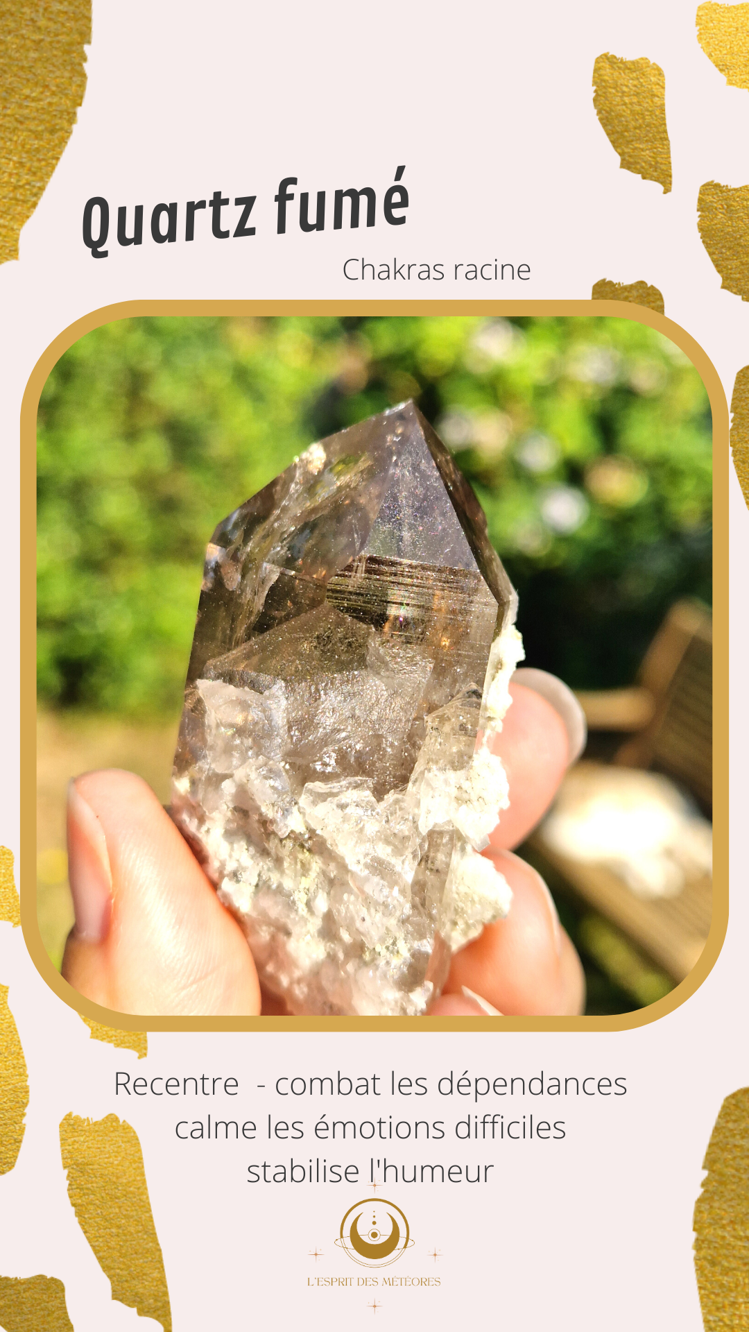 Druse Quartz fumé des Pyrénées avec épidote