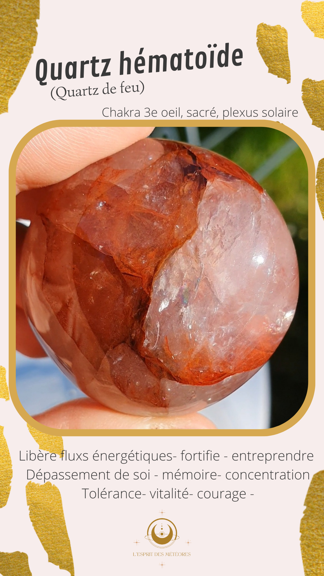 Bracelet Quartz Hématoïde rouge (2 tailles)