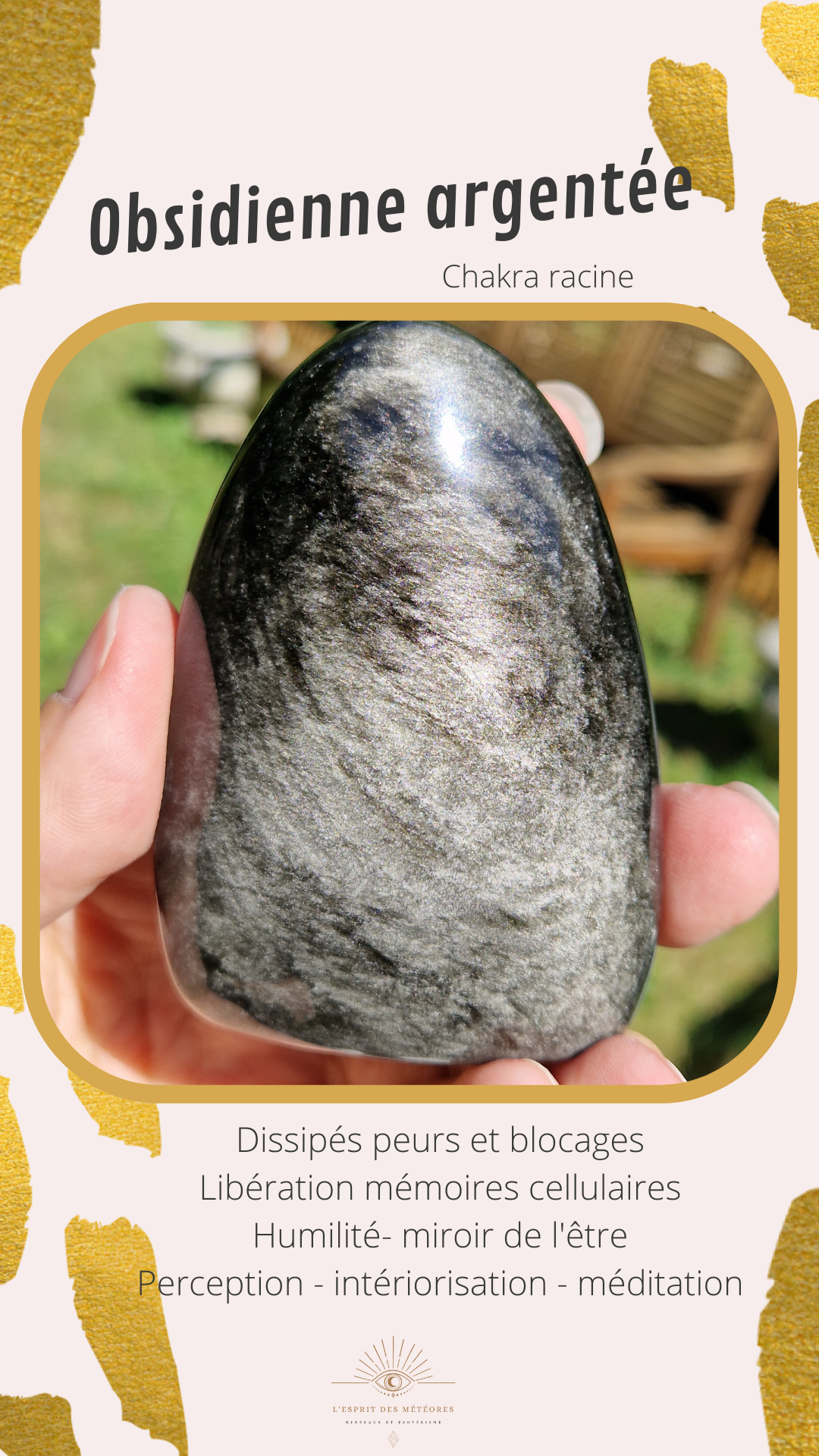Sphère Obsidienne argentée