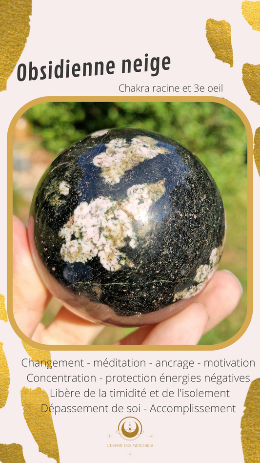 Pendentif Obsidienne flocons de neige