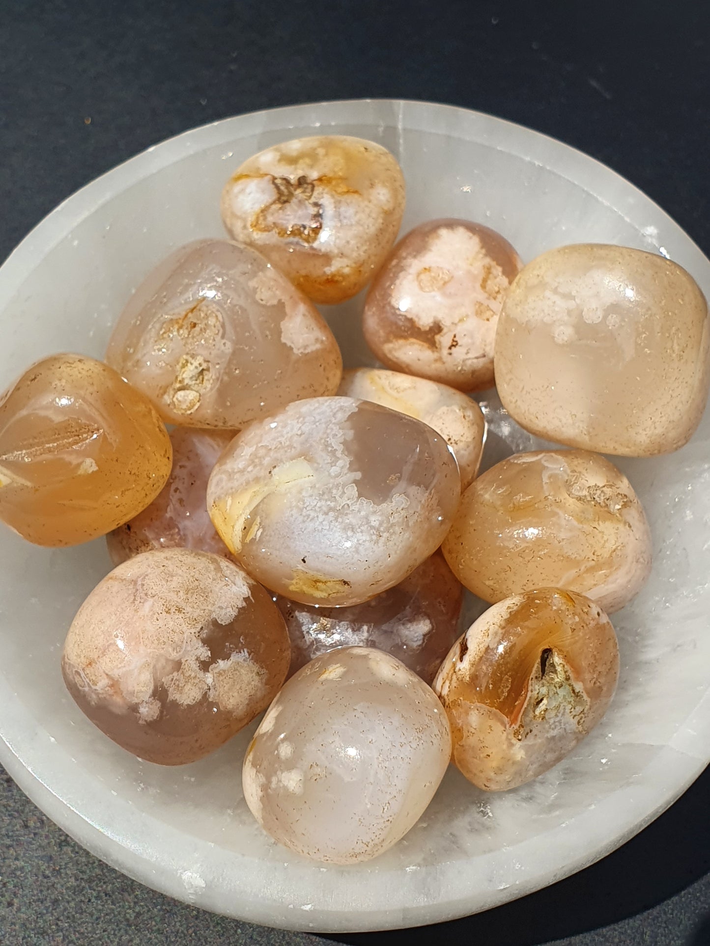 Pierre roulée Agate fleurs
