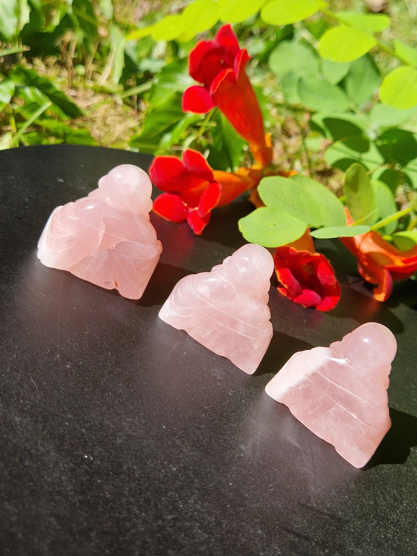 Bouddha Quartz rose 40mm (à choisir)