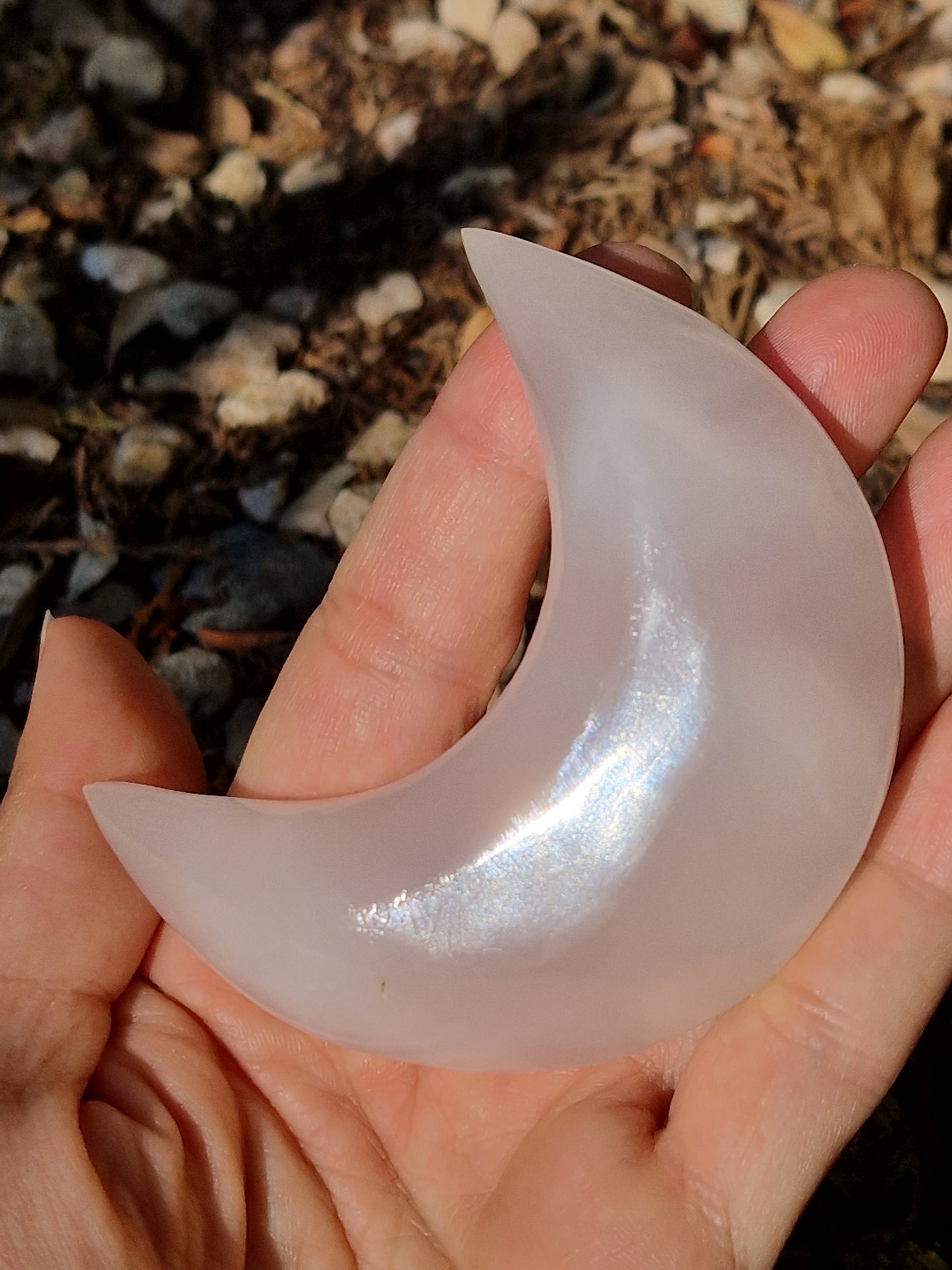 Coupelle Lune Calcite rose petit modèle