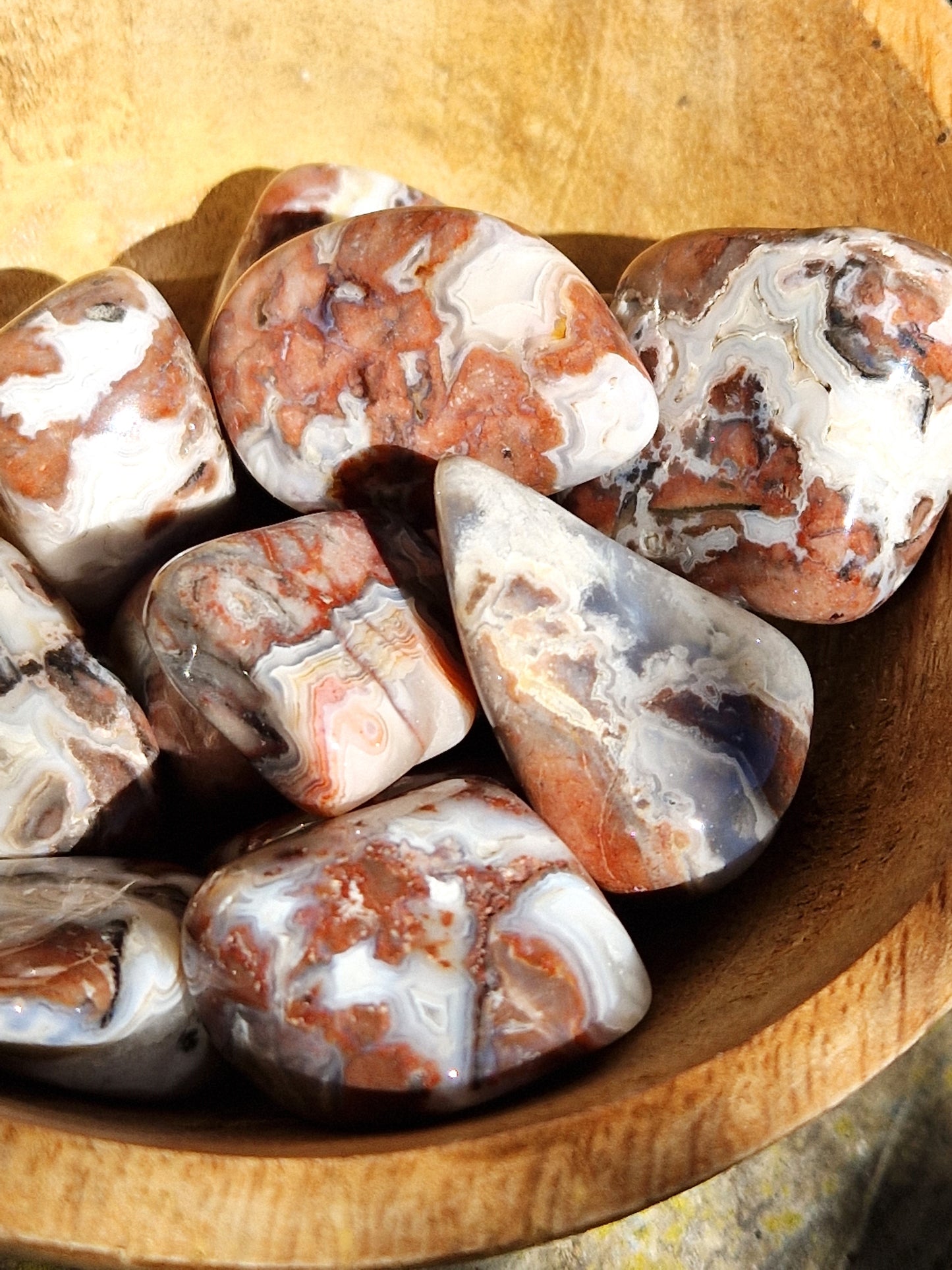 Pierre roulée Agate Crazy Lace rouge