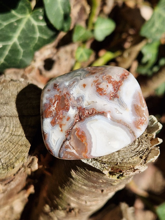 Pierre roulée Agate Crazy Lace rouge