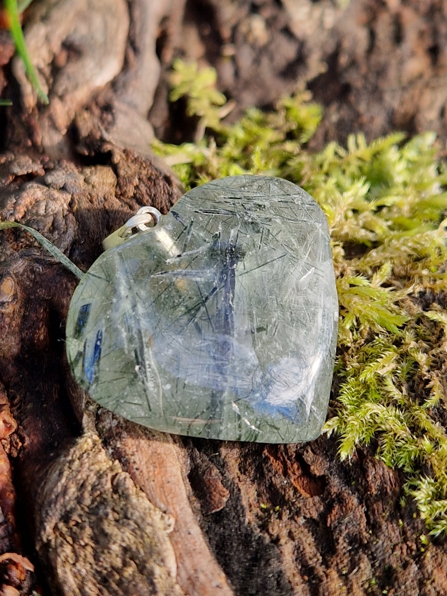 Pendentif cœur quartz tourmaline (à choisir)