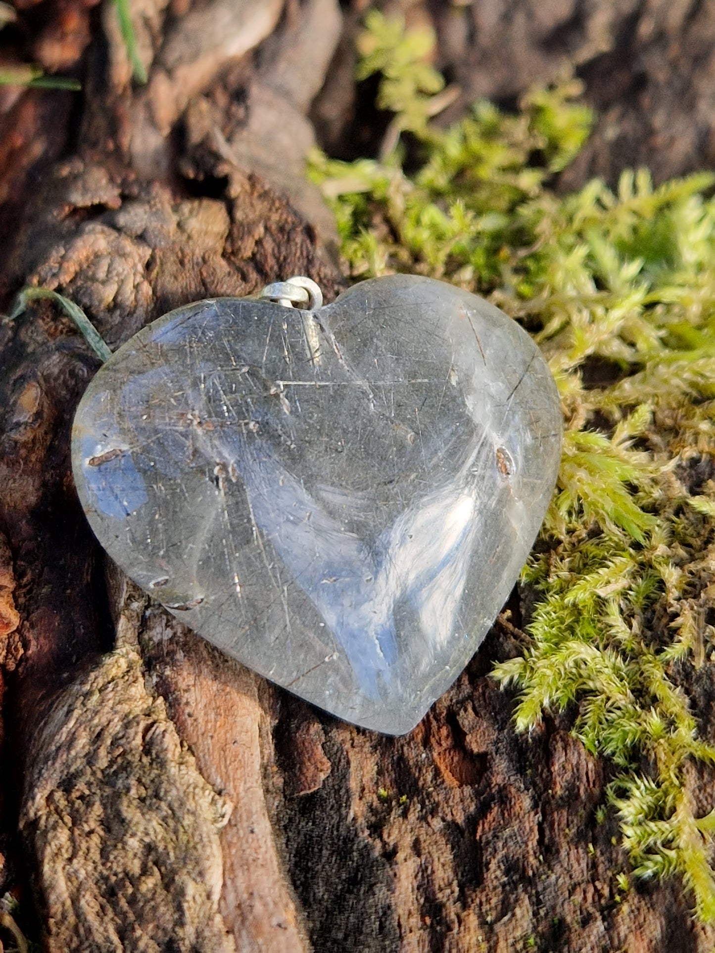 Pendentif cœur quartz tourmaline (à choisir)