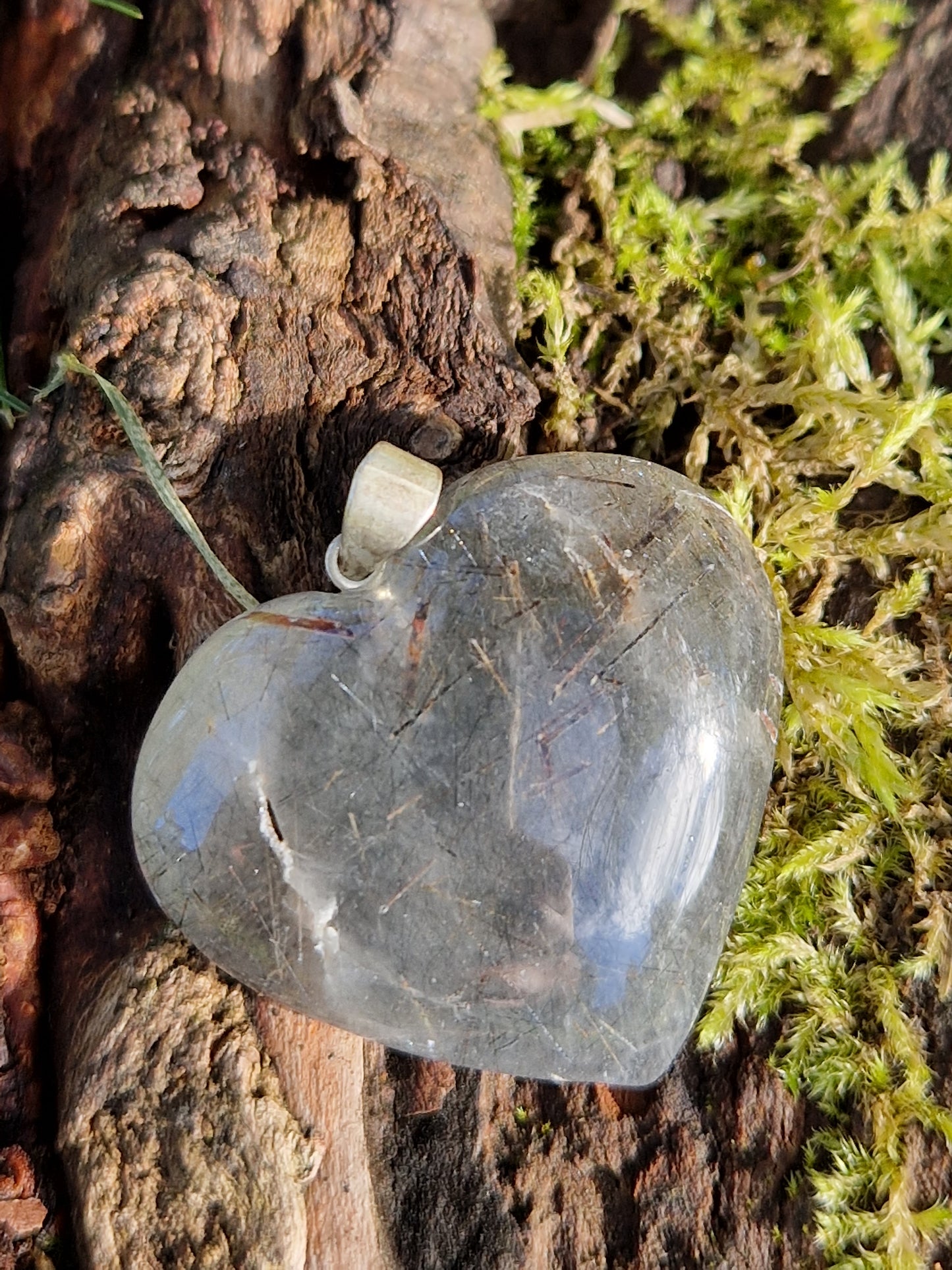 Pendentif cœur quartz tourmaline (à choisir)