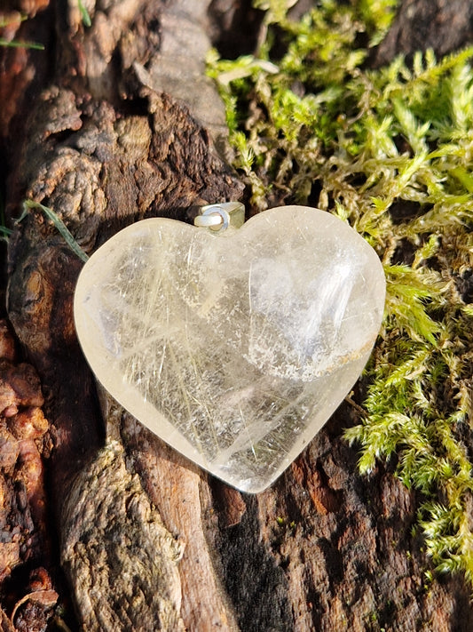 Pendentif cœur quartz rutile (à choisir)