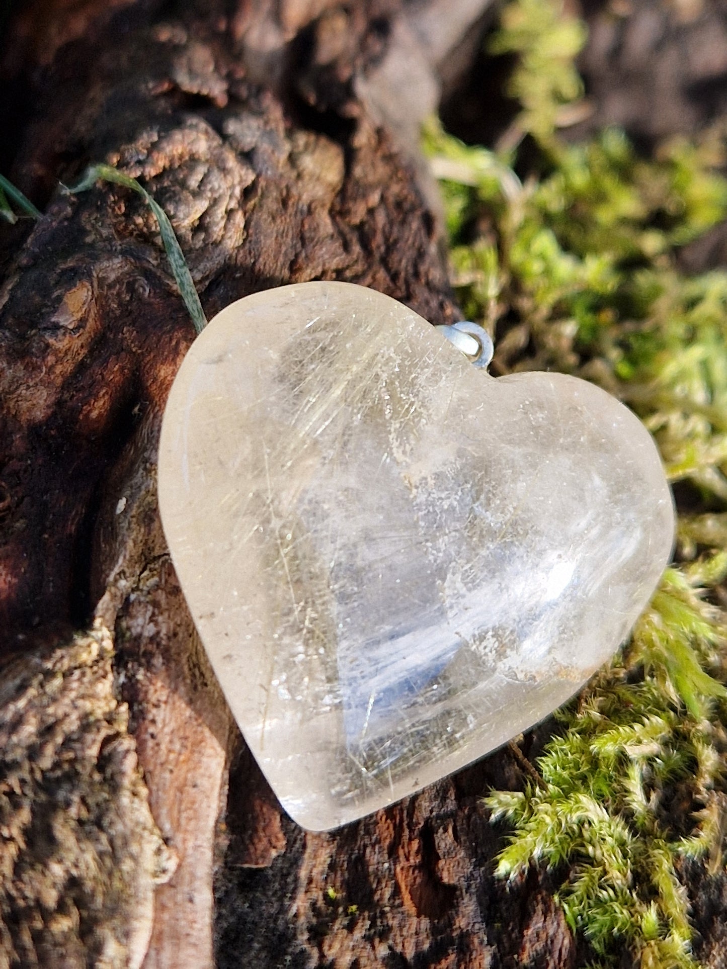 Pendentif cœur quartz rutile (à choisir)