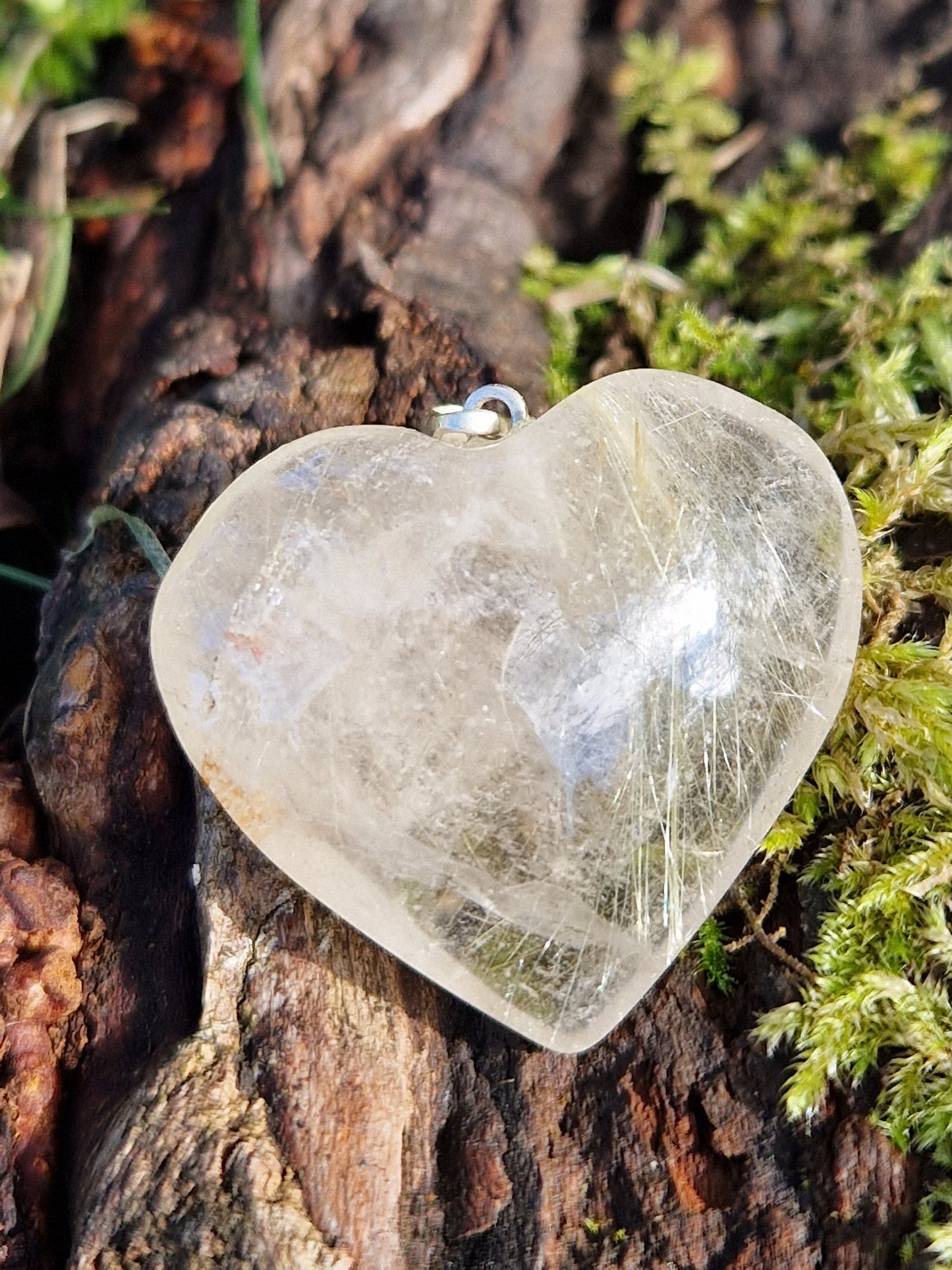 Pendentif cœur quartz rutile (à choisir)