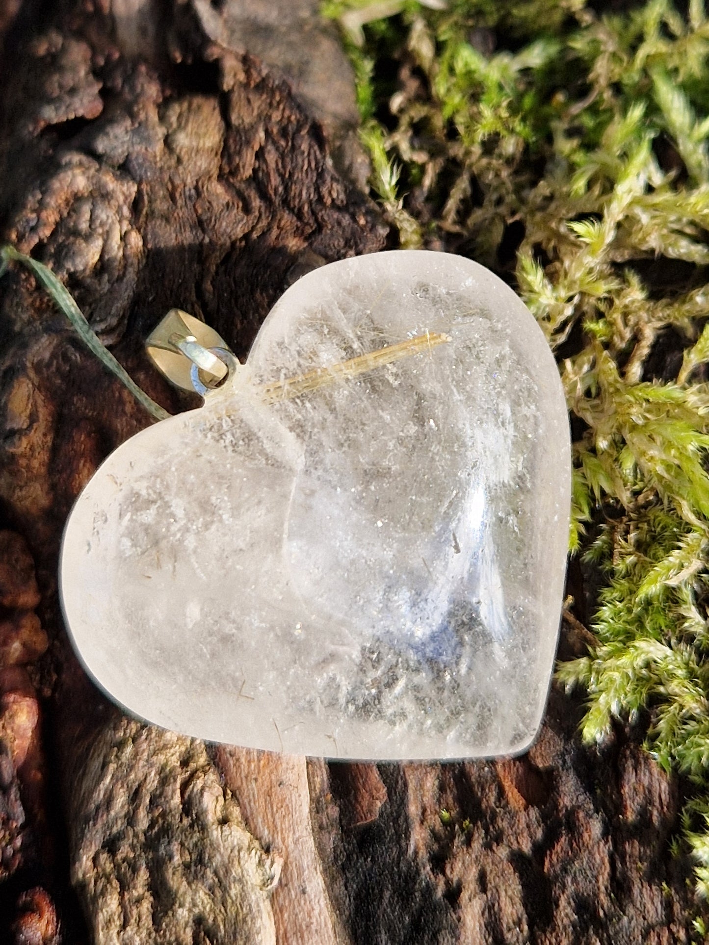 Pendentif cœur quartz rutile (à choisir)