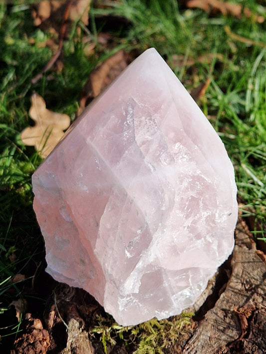 Pointe brute semi polie Quartz rose