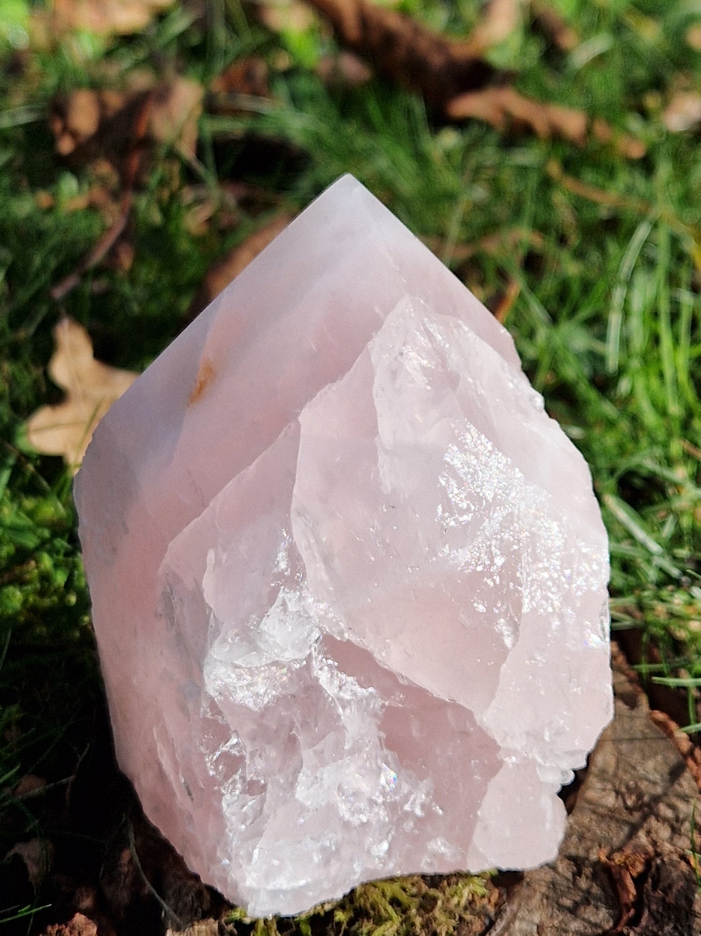 Pointe brute semi polie Quartz rose