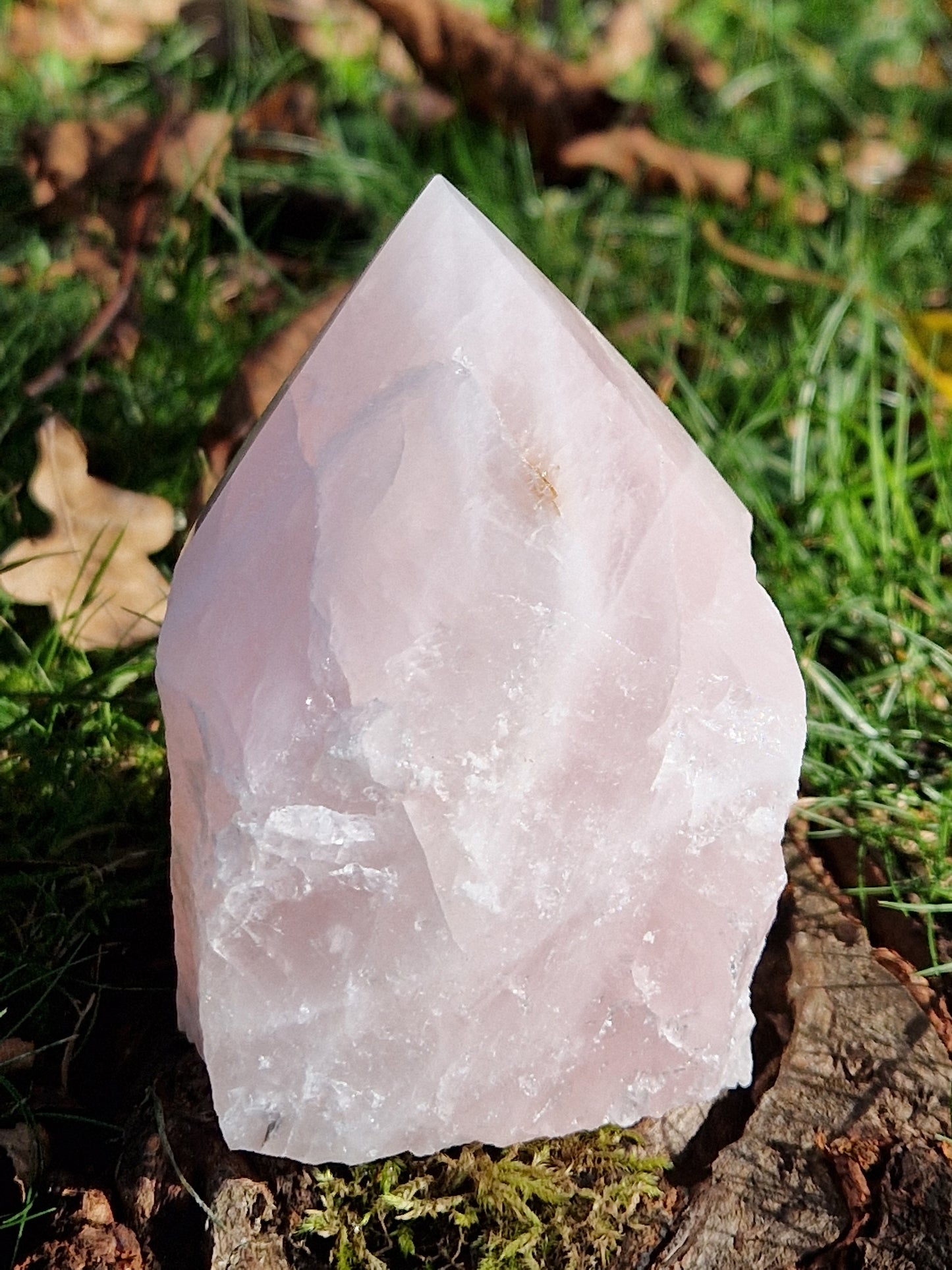 Pointe brute semi polie Quartz rose