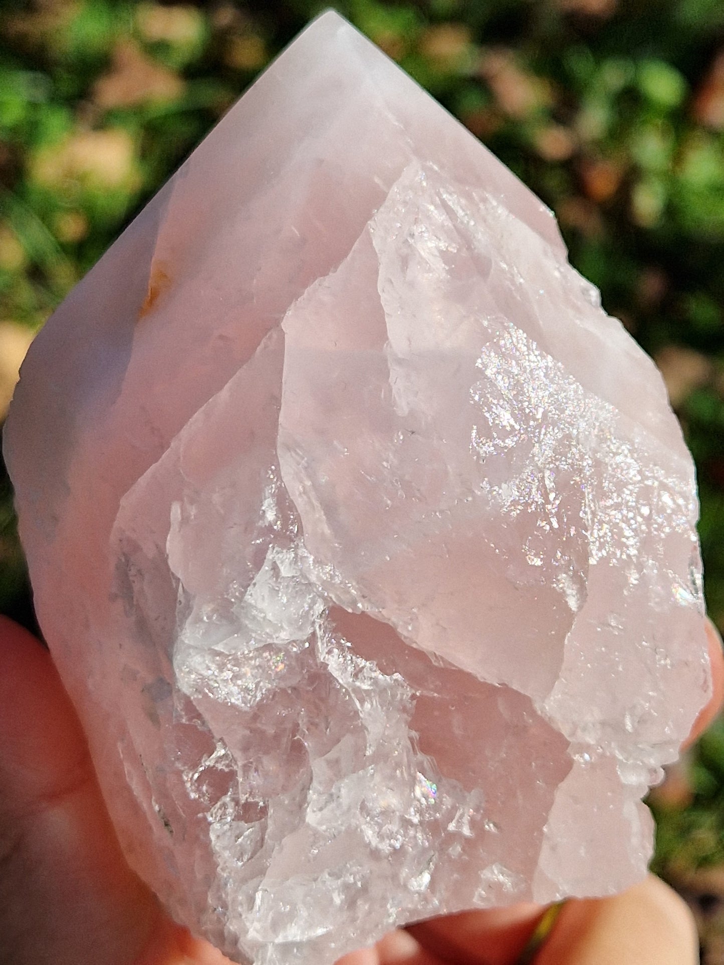 Pointe brute semi polie Quartz rose