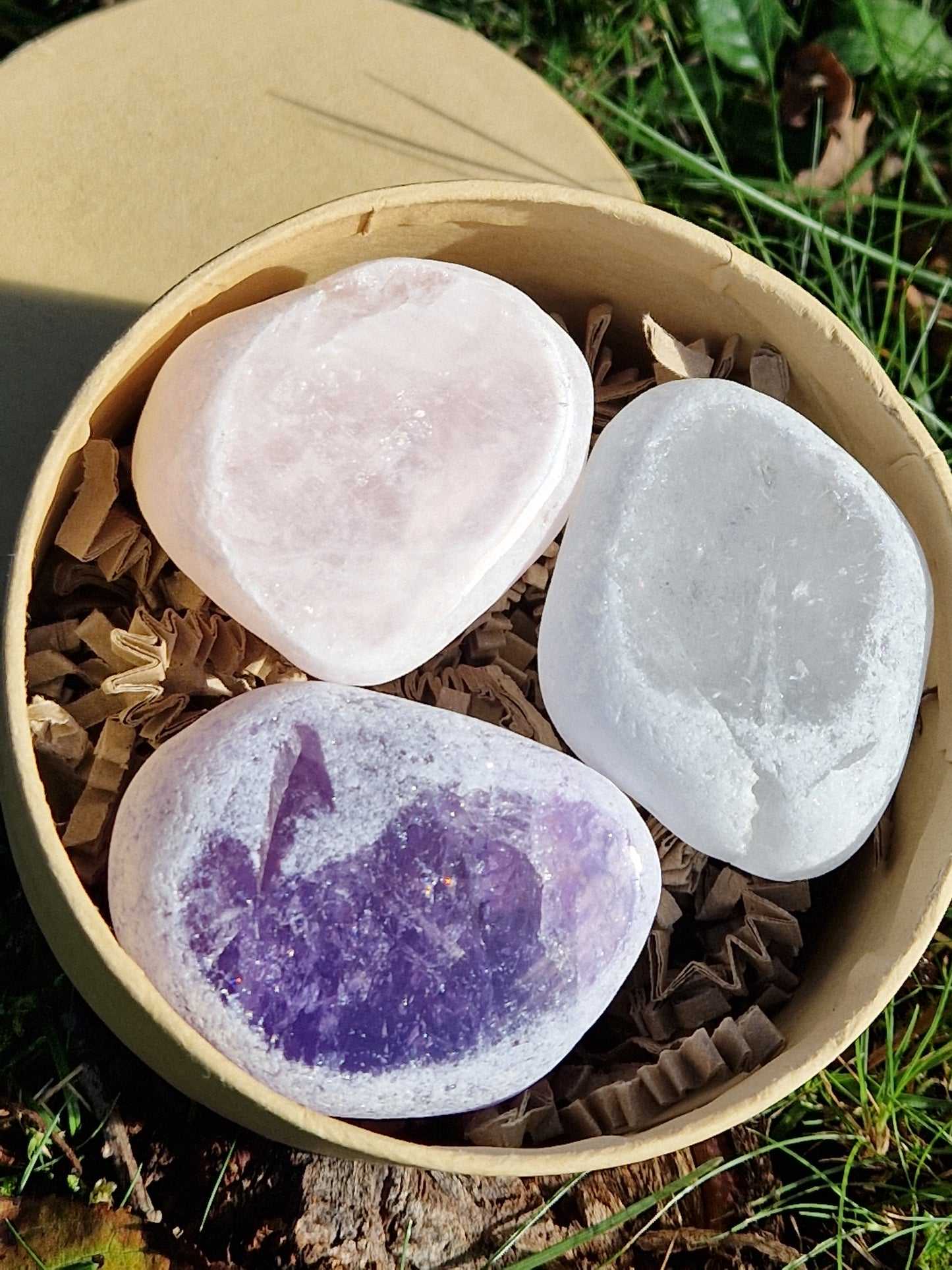 Triangle d'or (améthyste/cristal de roche/quartz rose) emma eggs
