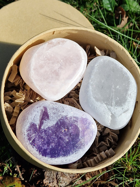 Triangle d'or (améthyste/cristal de roche/quartz rose) emma eggs