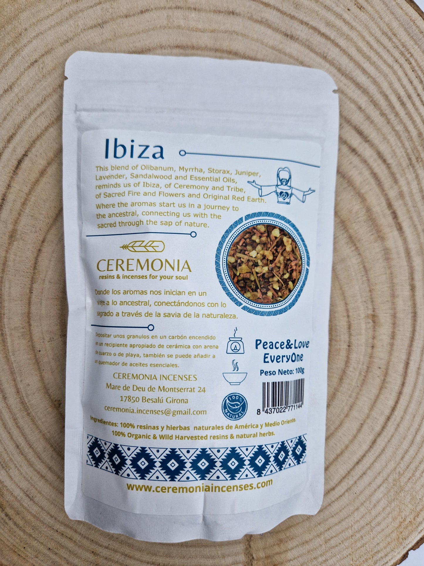 Sachet résines et encens Mélange Ibiza 100g