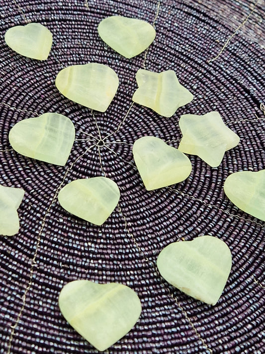 Etoile ou cœur en calcite pistache