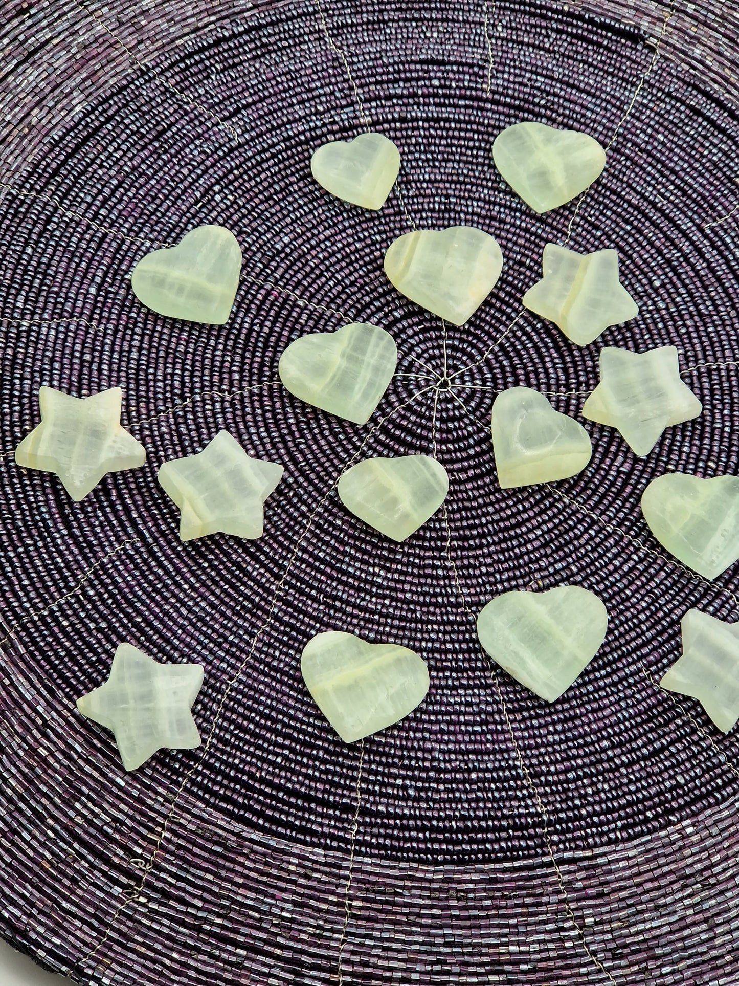 Etoile ou cœur en calcite pistache
