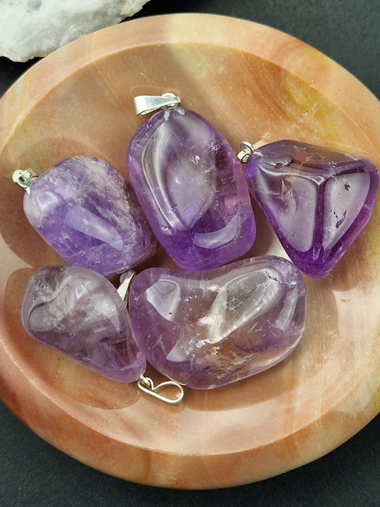 Pendentif pierre roulée Amétrine (à choisir)