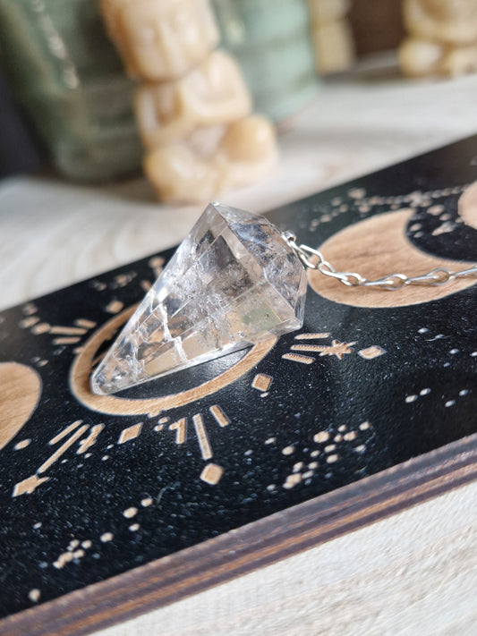Pendule facetté quartz fumé clair