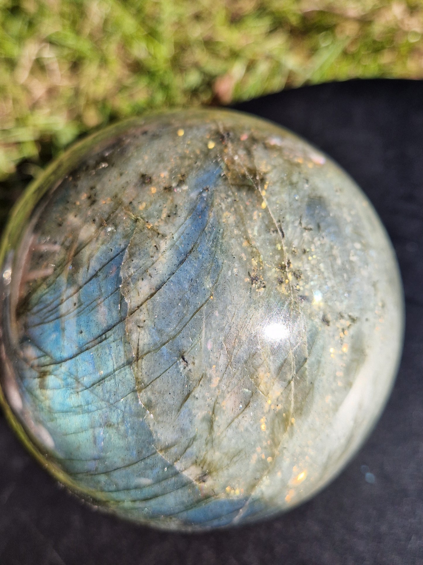 Grosse sphère Labradorite grise (vidéos)