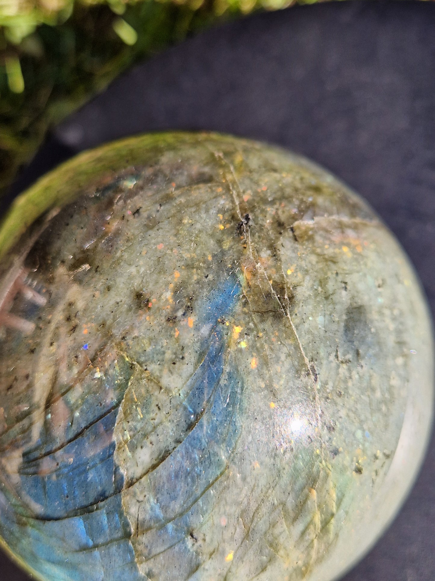 Grosse sphère Labradorite grise (vidéos)