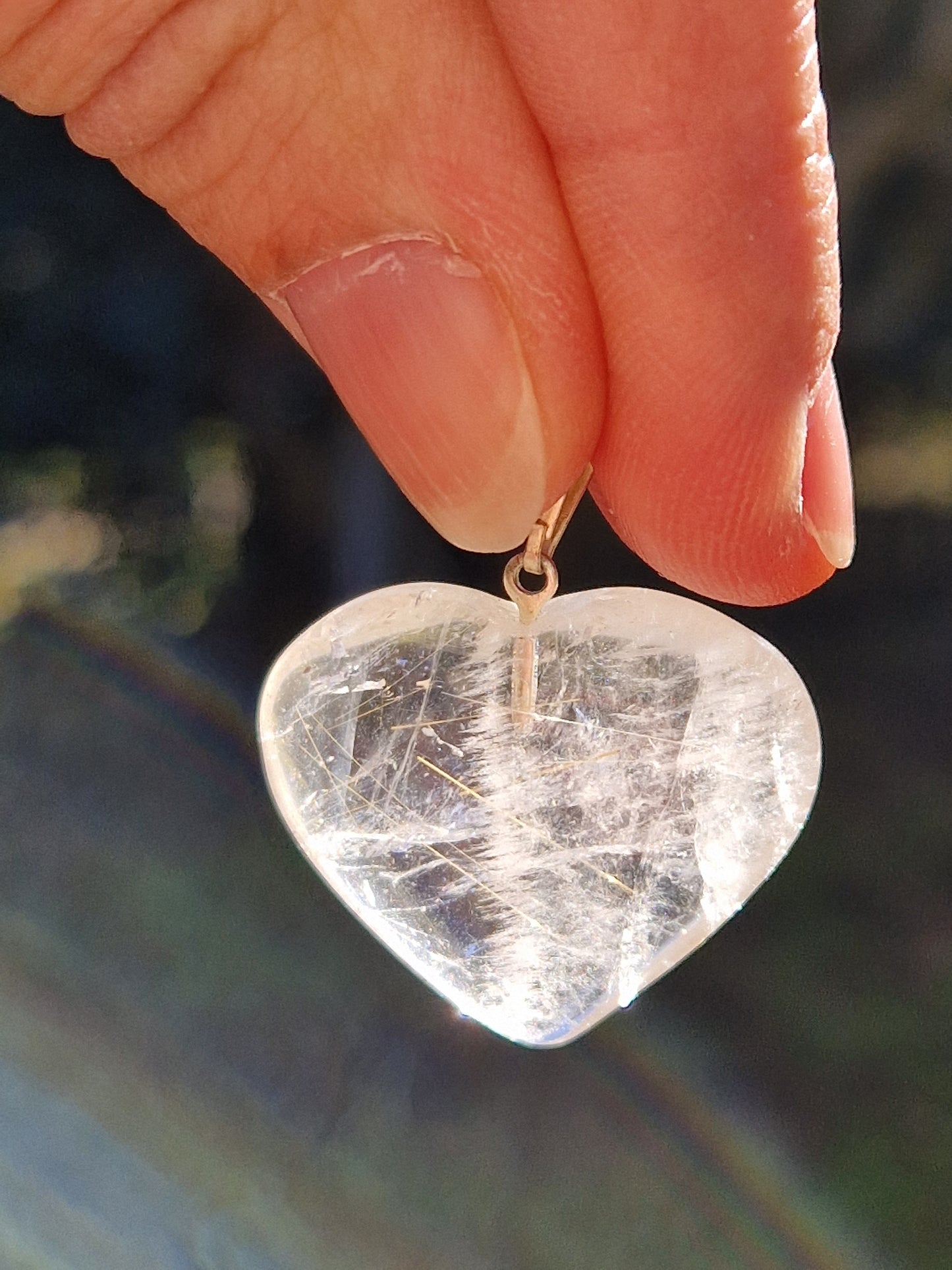 Pendentif cœur quartz rutile (à choisir)