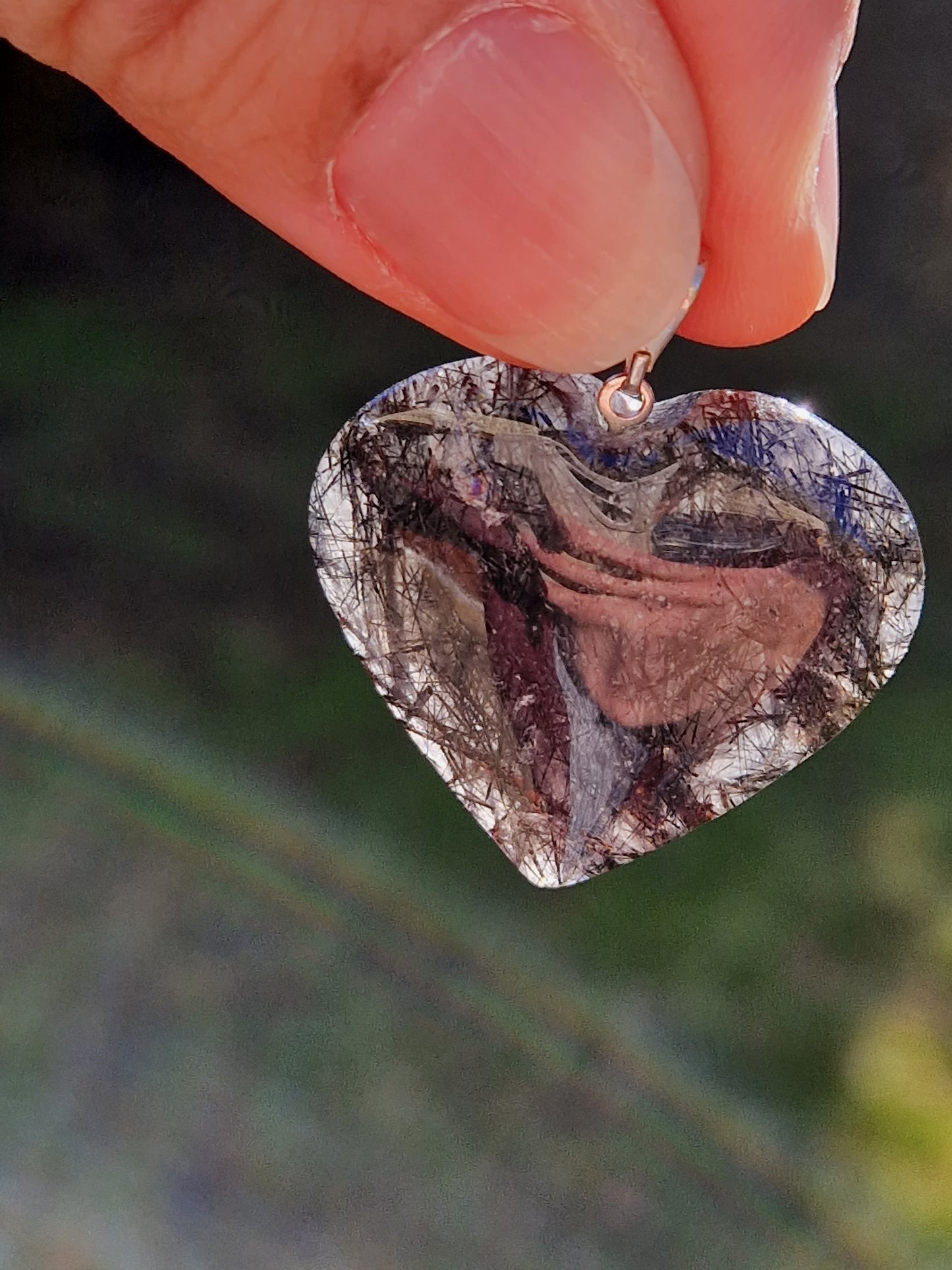 Pendentif cœur quartz tourmaline (à choisir)