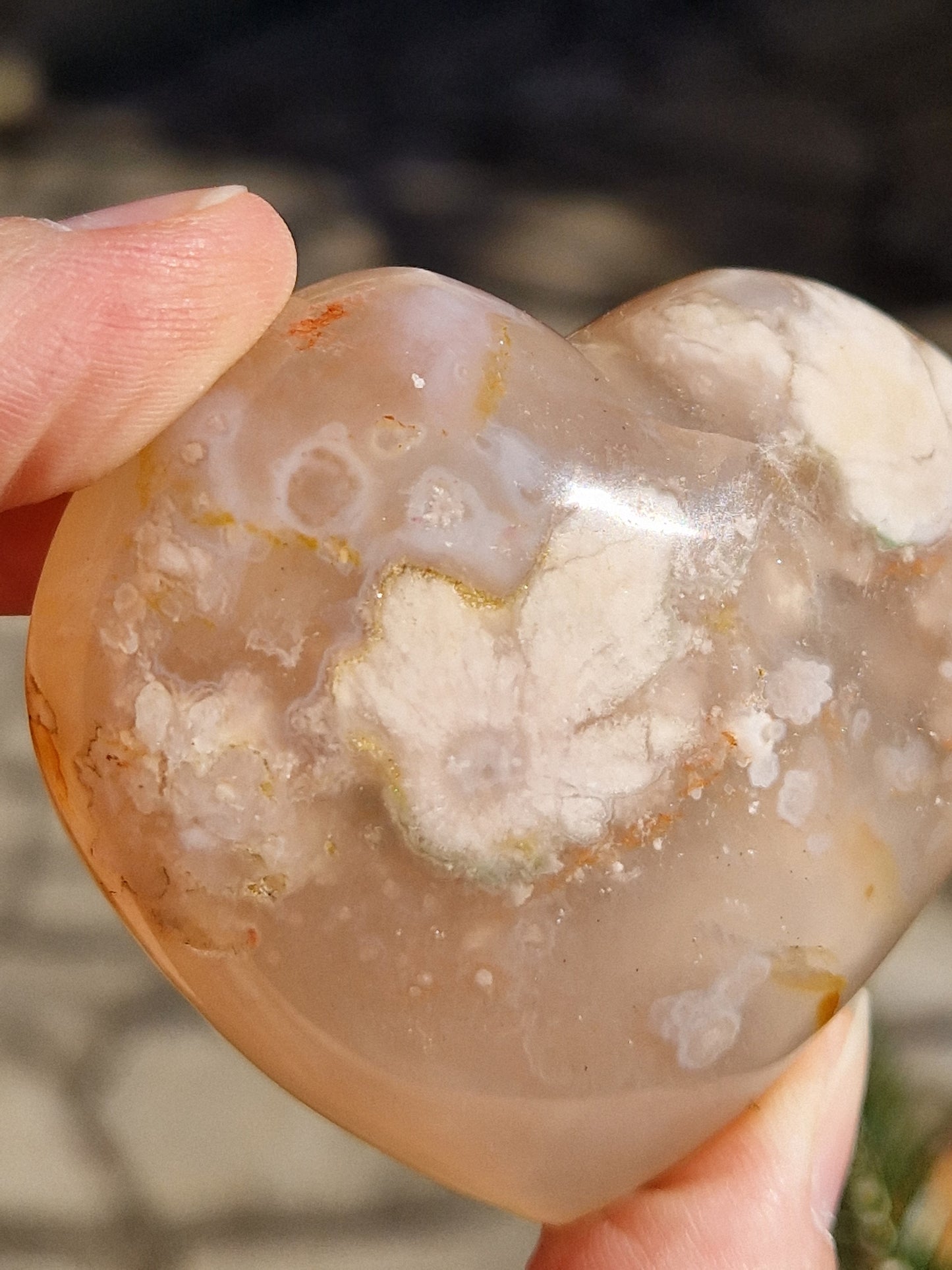 Cœur Agate fleurs de cerisier A