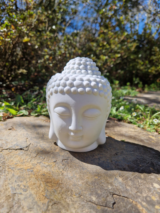 Brûle parfums fondants/huiles tête de Bouddha blanc