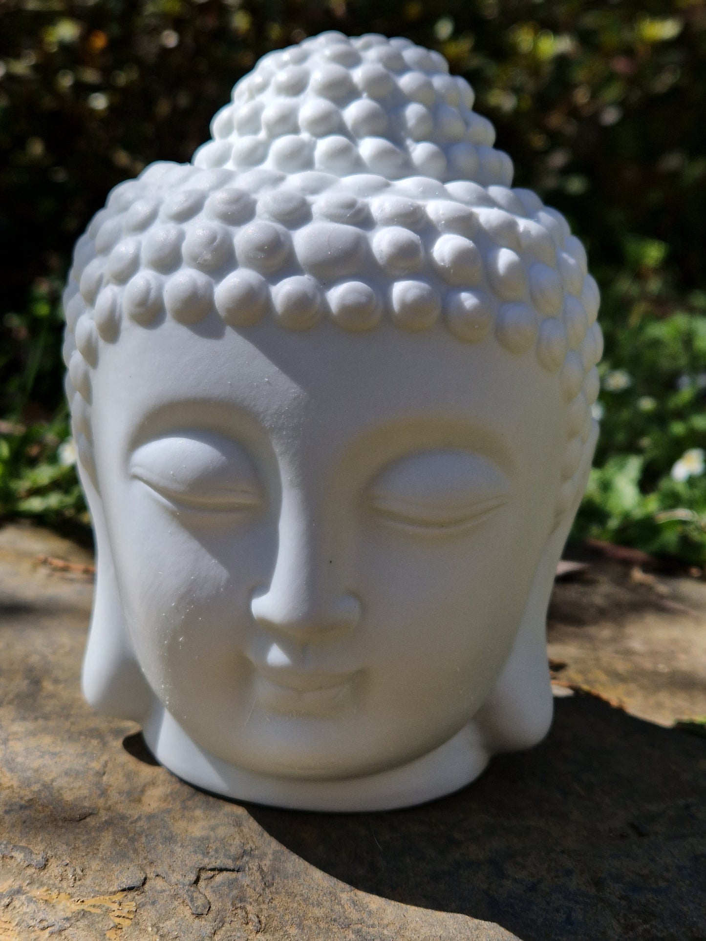 Brûle parfums fondants/huiles tête de Bouddha blanc