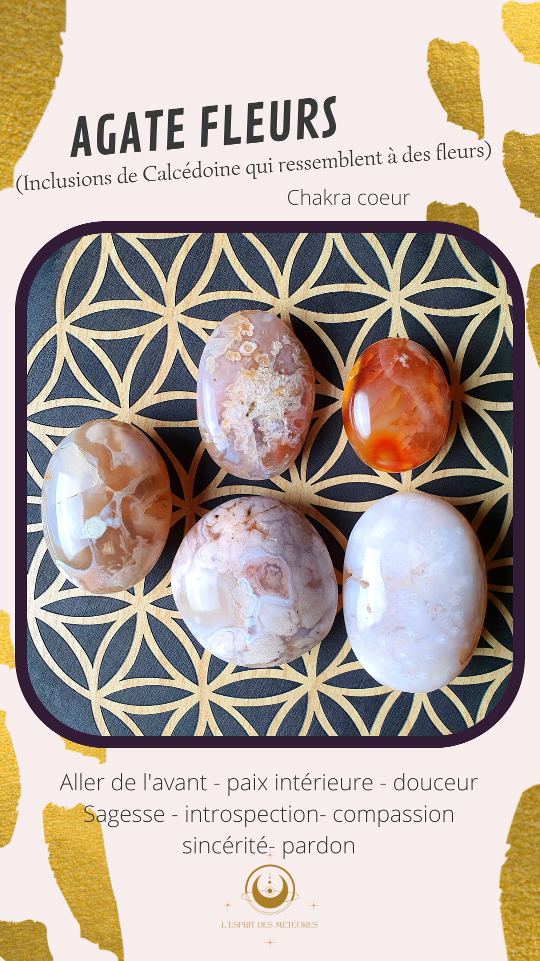 Galet Agate fleurs (à choisir)