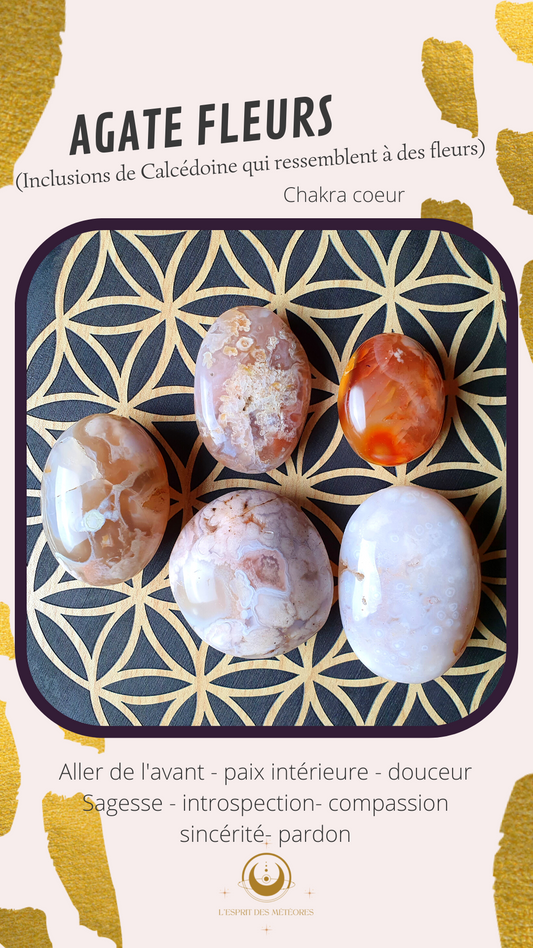 Pierre roulée Agate fleurs