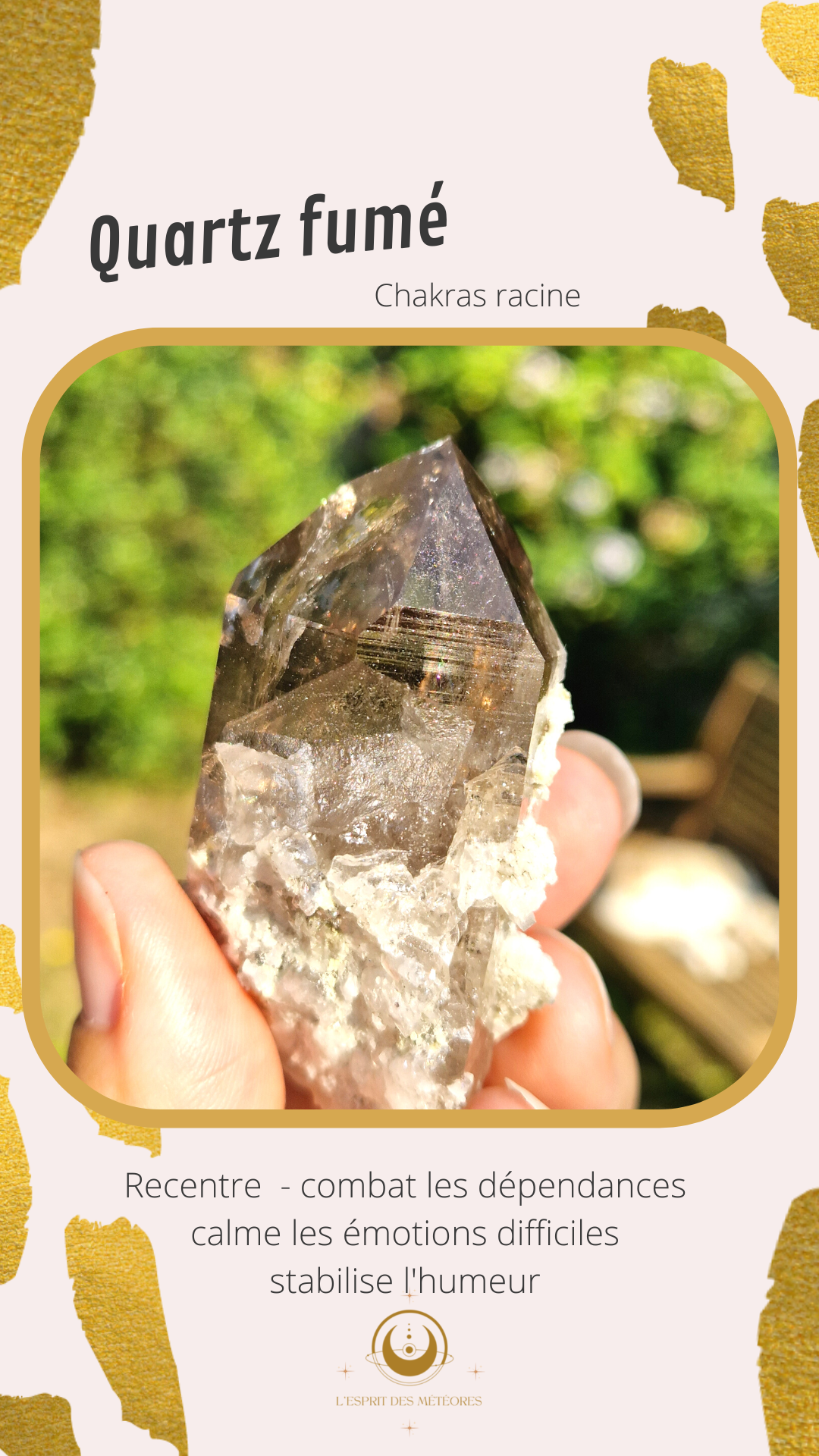 Pendule facetté quartz fumé clair