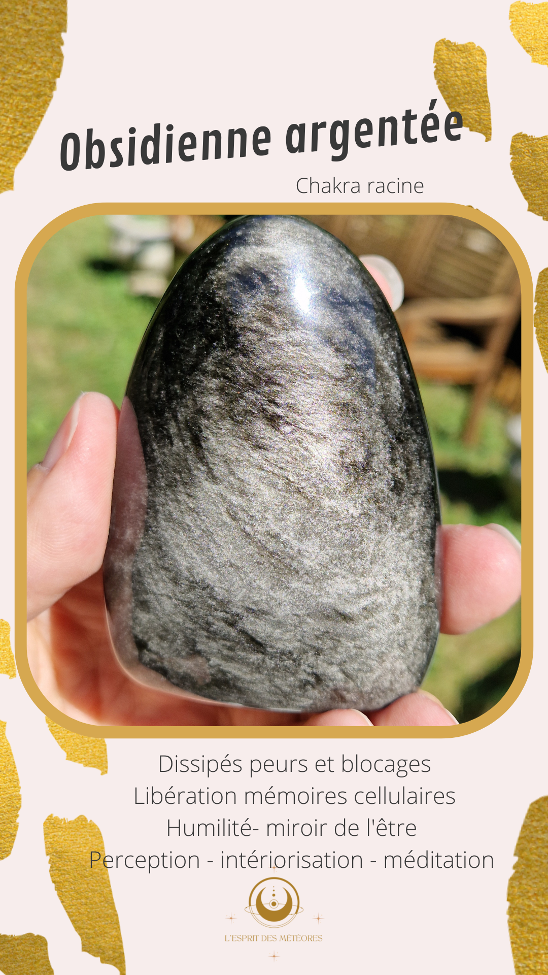 Cœur Obsidienne argentée A