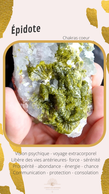 Epidote sur Quartz avec Prehnite E4