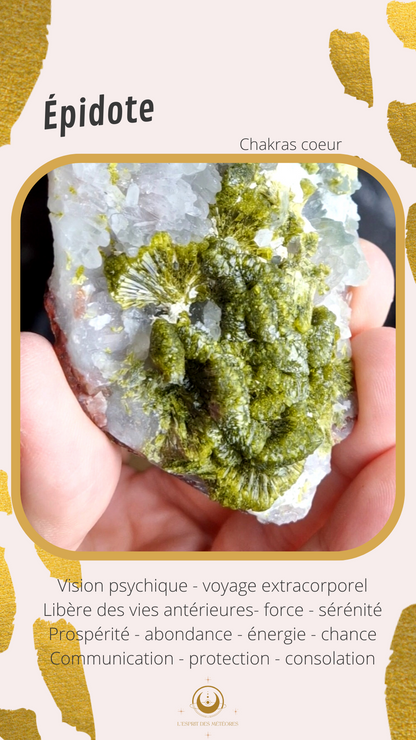 Druse Quartz fumé des Pyrénées avec épidote