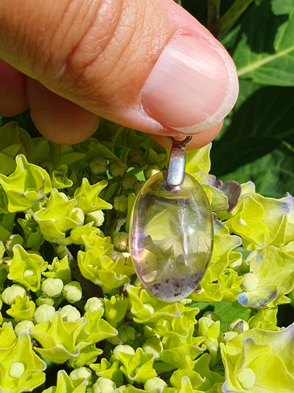 Pendentif Améthyste trapiche sur bélière en argent (à choisir)