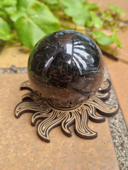 Socle soleil en bois pour sphère ou œuf