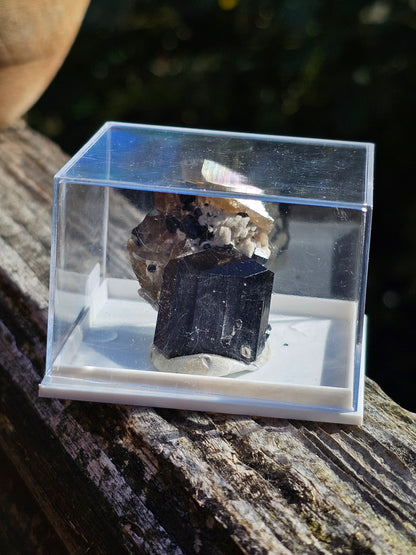 Tourmaline noire sur quartz fumé