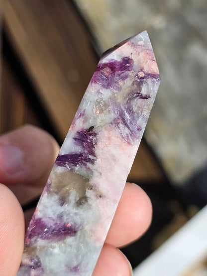 Pointe Lépidolite et Tourmaline rose E